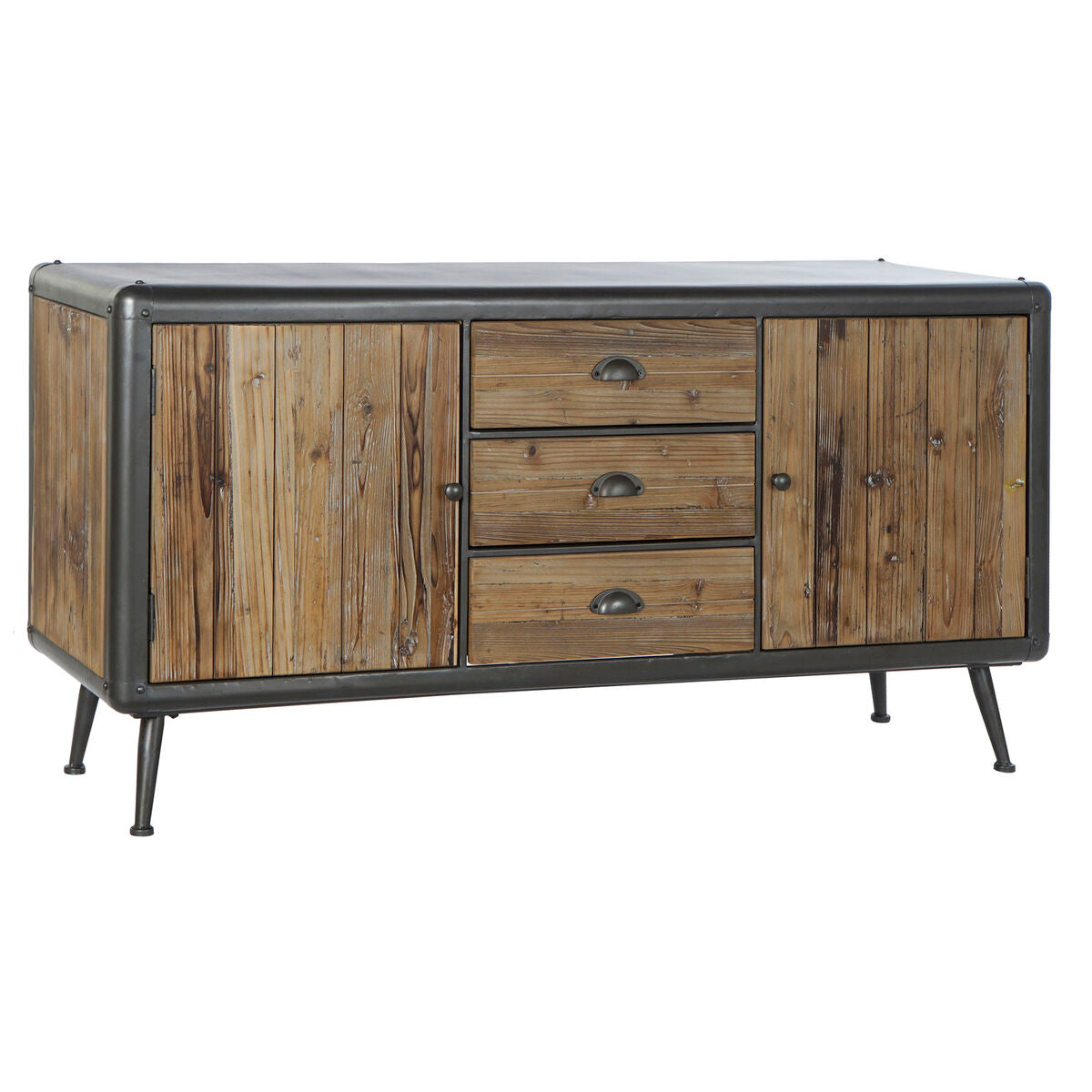 DKD Home Decor Sideboard 144 x 45 x 75 cm – Metall, Hellgrau