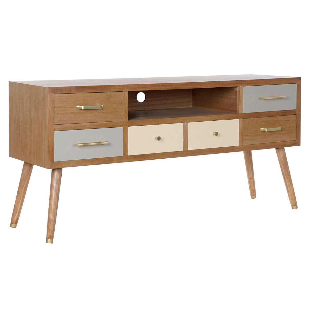 DKD Home Decor TV Möbel – Chic, Grau Creme, Metall Melamin