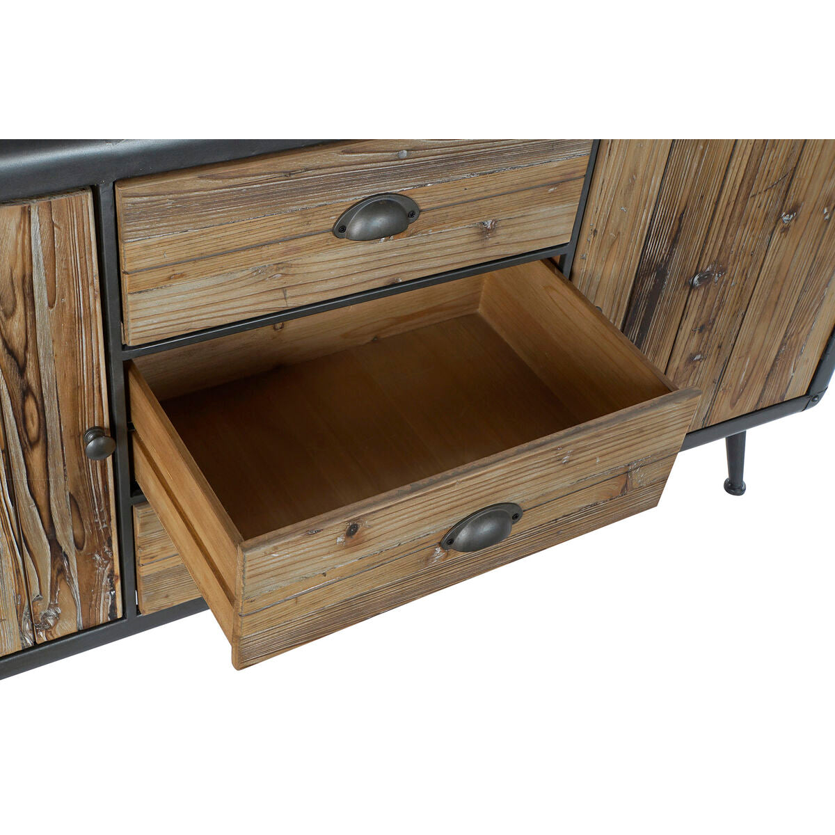 DKD Home Decor Sideboard 144 x 45 x 75 cm – Metall, Hellgrau