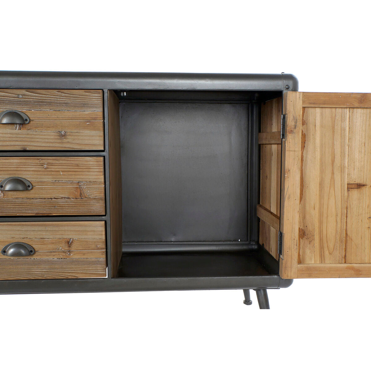 DKD Home Decor Sideboard 144 x 45 x 75 cm – Metall, Hellgrau